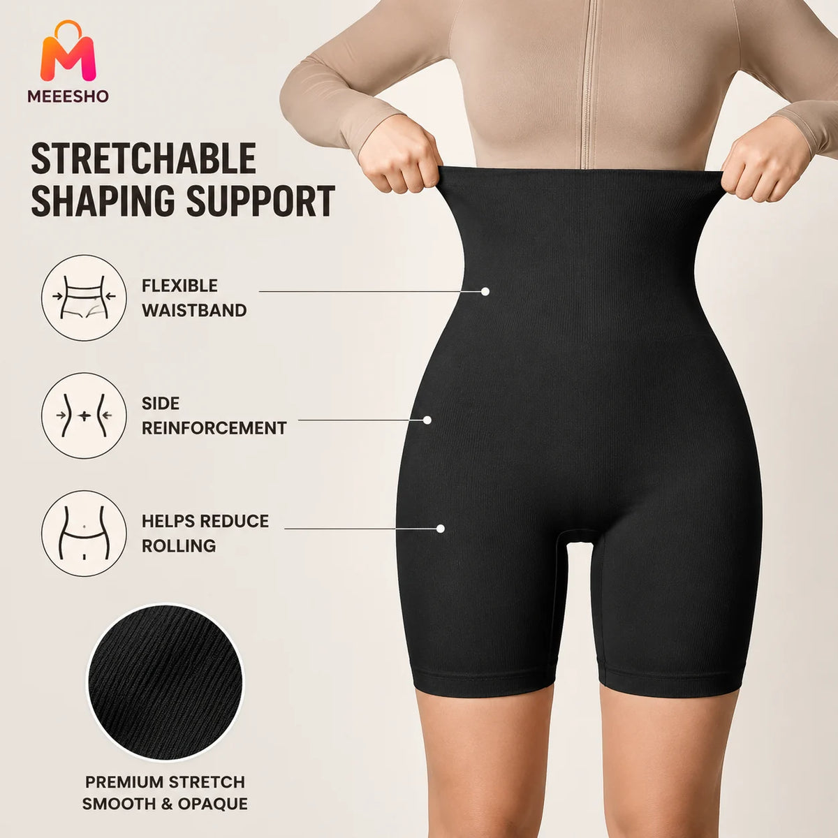 Women’s High-Waist Seamless Shaping Shorts for Comfortable Postpartum Tummy Support