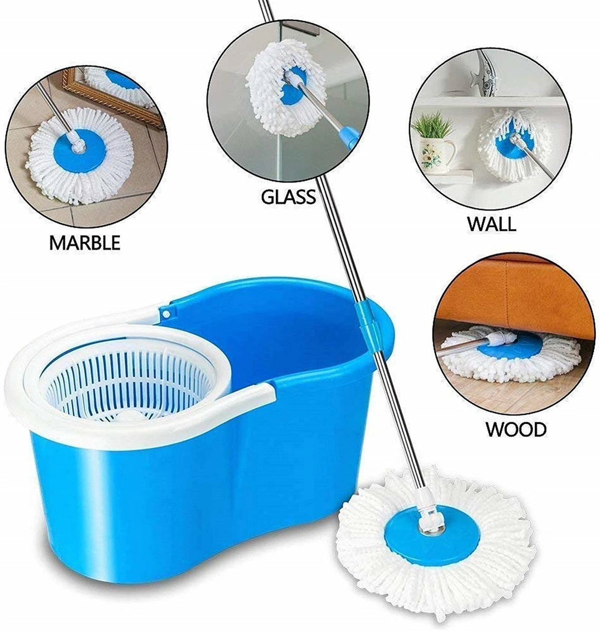 Magic Spin Mop Bucket Stainless Steel Rod Home Cleaning System
