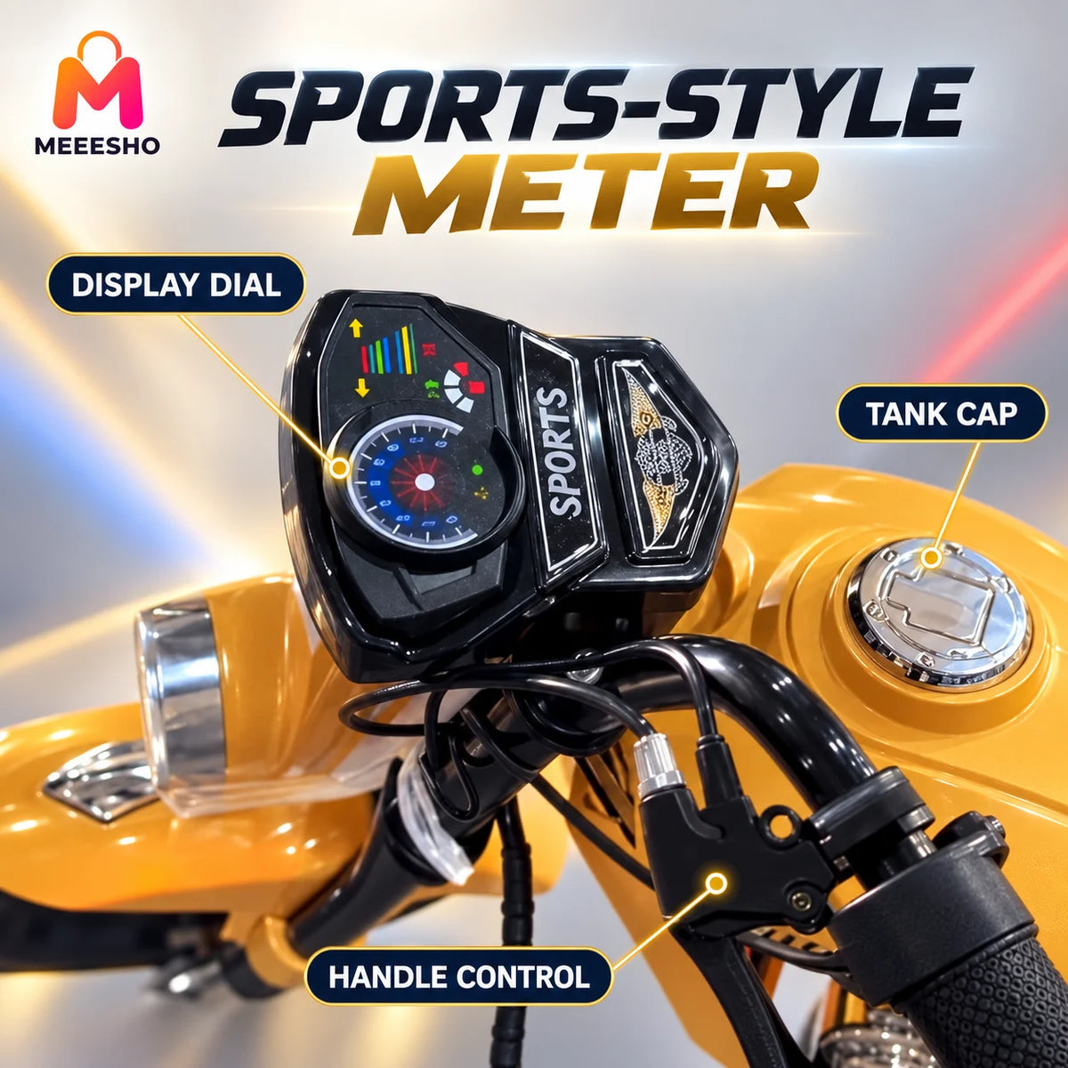 Kids Electric Cruiser Motorcycle With Headlight, Sports Meter And Lights