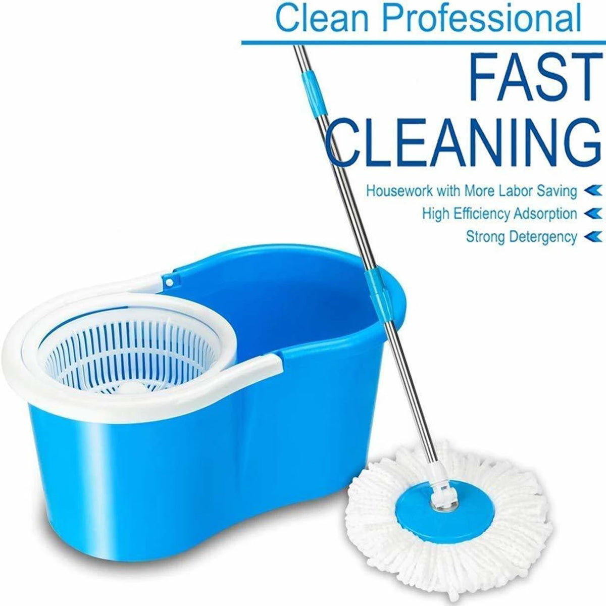 Magic Spin Mop Bucket Stainless Steel Rod Home Cleaning System
