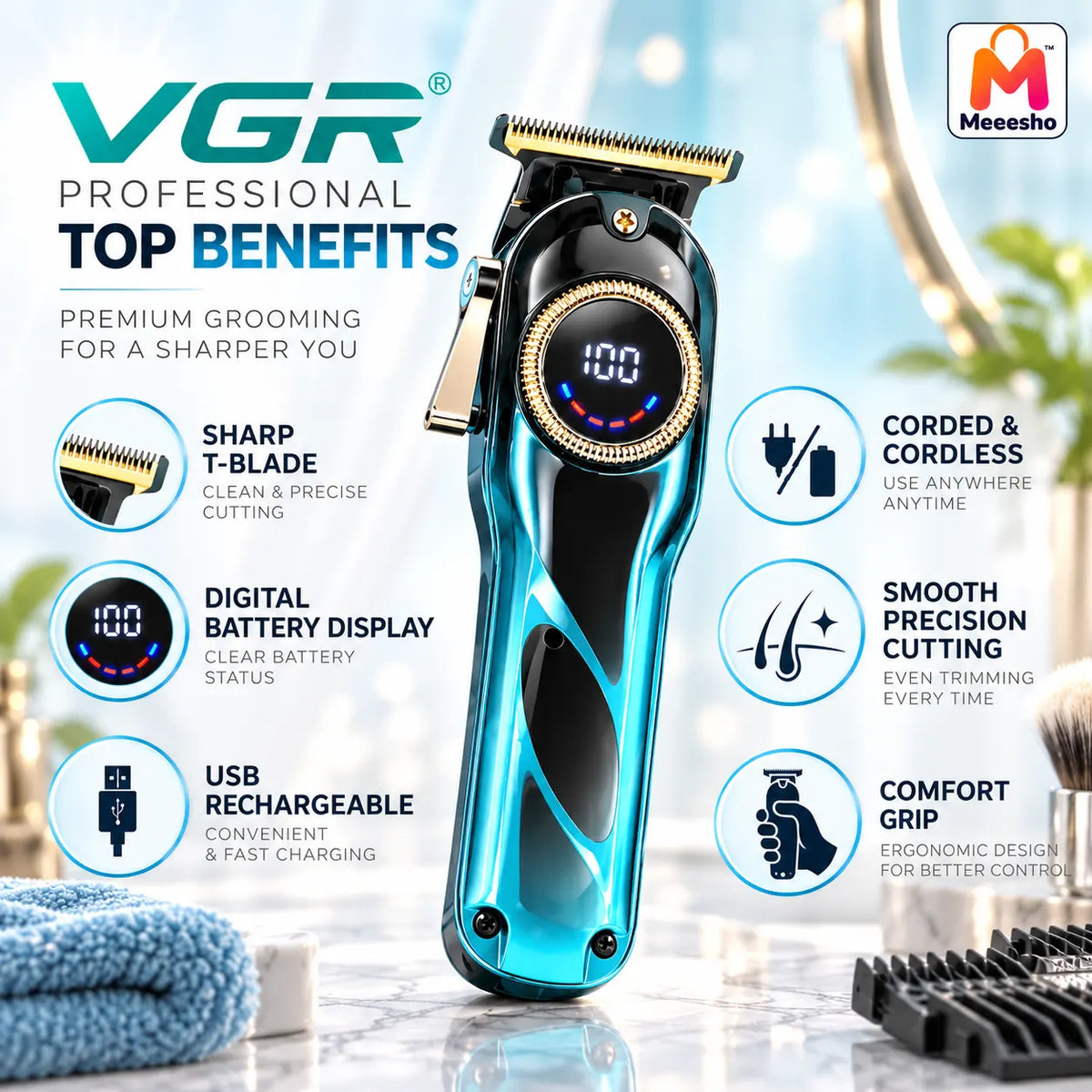 VGR Professional Trimmer for Precision Grooming