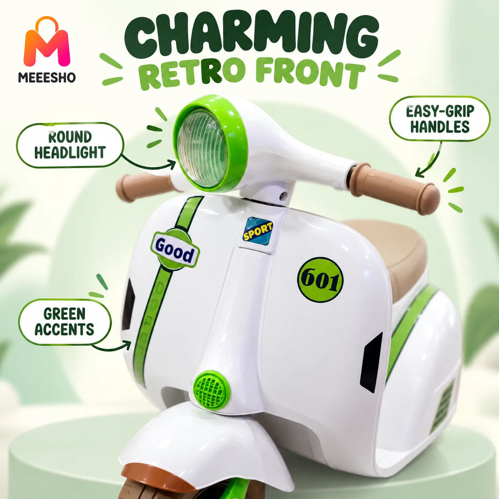 Kids Electric Ride-On Scooter With Seat, Backrest And Foot Pedal