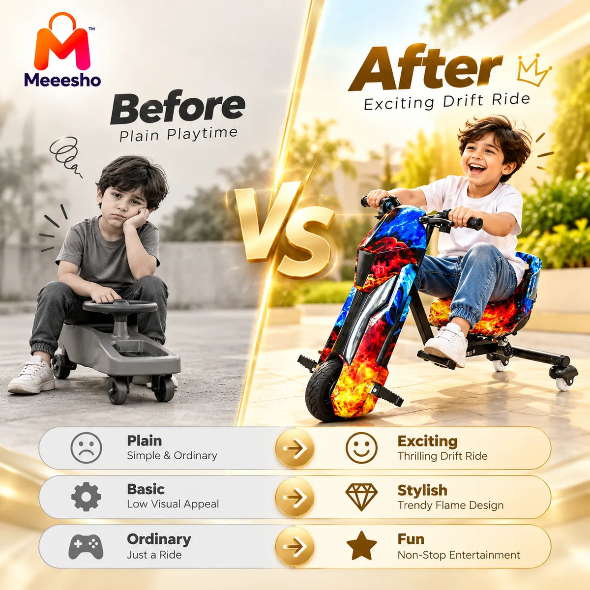 Electric Drift Scooter With Flame Design for Kids