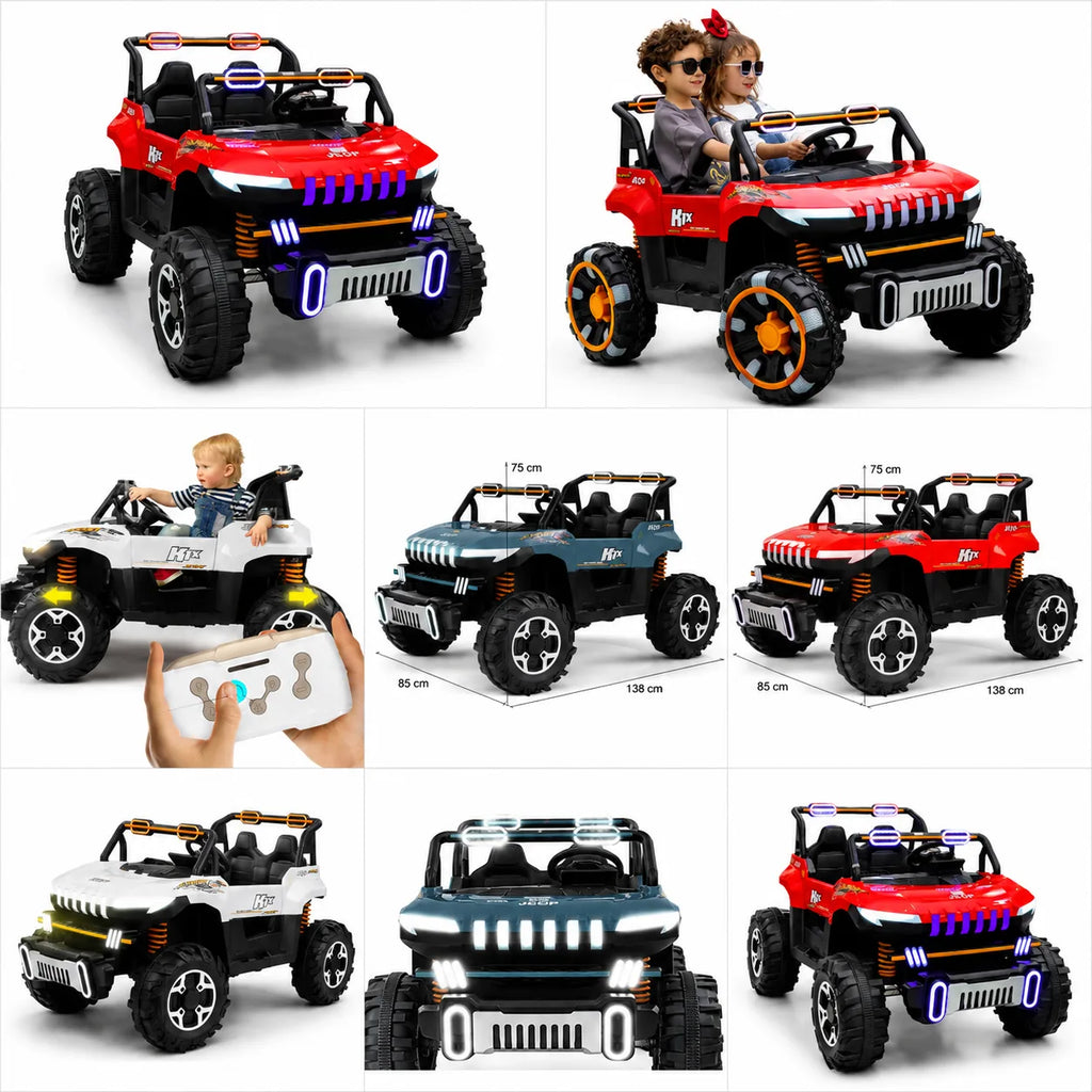 Kids Electric Off-Road Jeep Two-Seater Ride-On Car with LED Lights