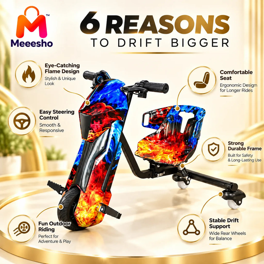 Electric Drift Scooter With Flame Design for Kids
