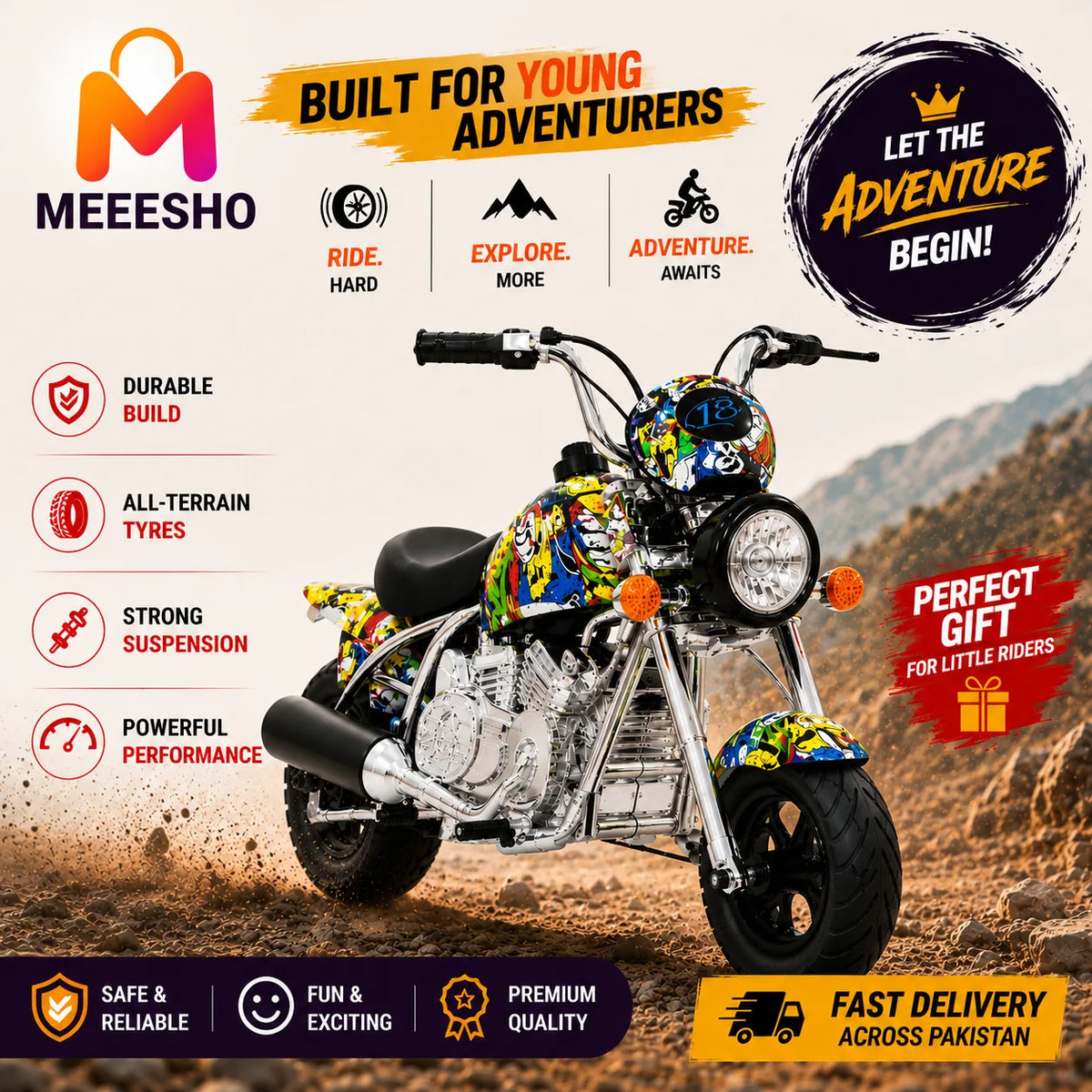Premium Kids Chopper Bike Stylish Mini Motorcycle for Adventure Riding