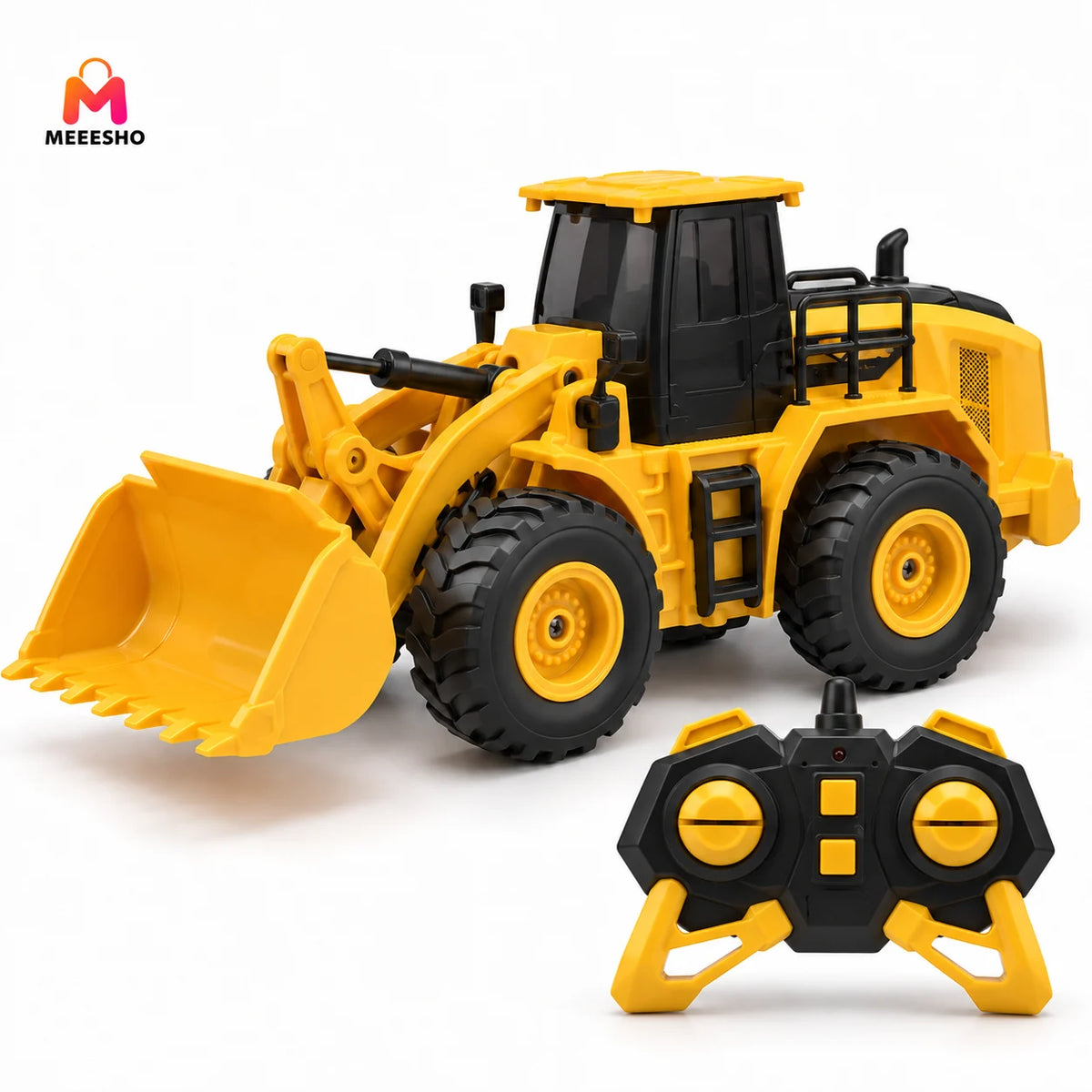 Remote Control Bulldozer Toy With Moving Loader And Chunky Wheels