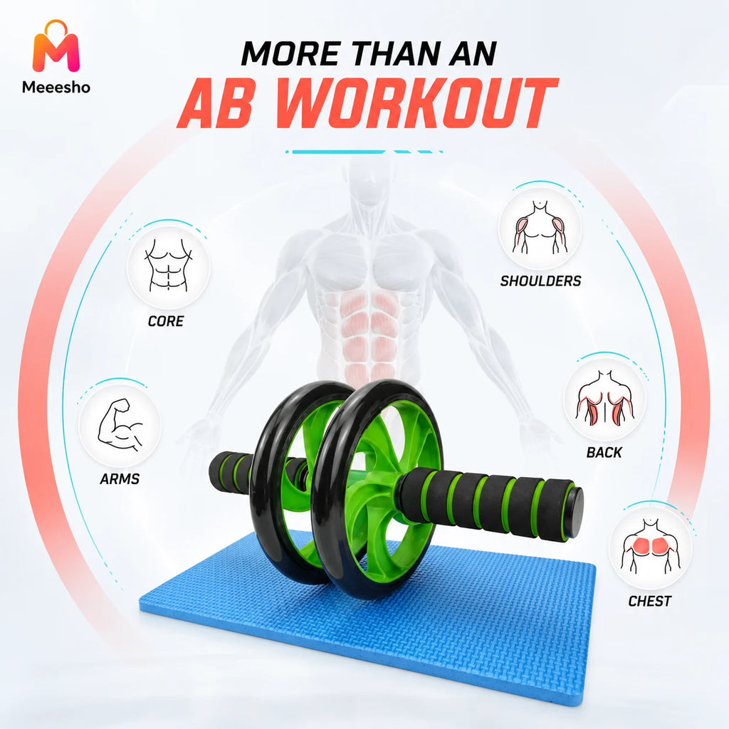 Dual Wheel Ab Roller With Non-Slip Grip for Home Workouts