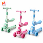 Labubu Character Kids Scooter With Seat Adjustable Manual Balance Riding Scooter