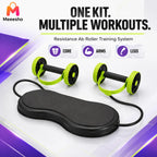 Multifunctional Core Trainer Ab Wheel With Resistance Cords for Home
