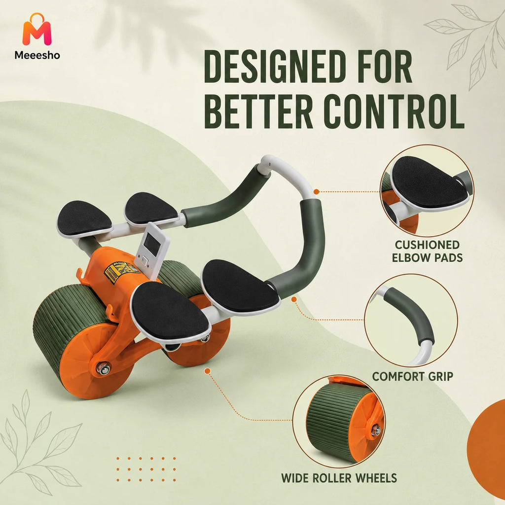 Automatic Rebound Ab Roller With Elbow Support For Home Fitness