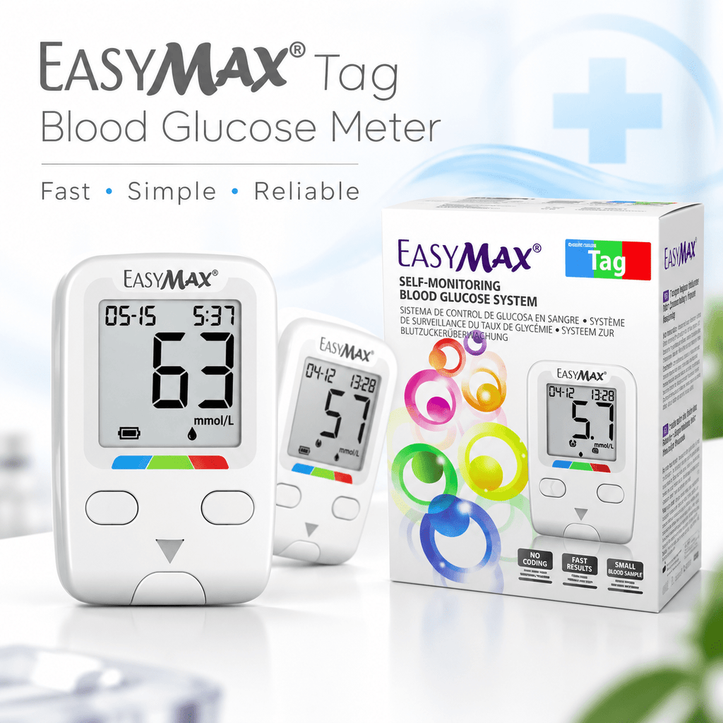 EasyMax Tag Digital Blood Glucose Meter with 10 FREE strips for Home