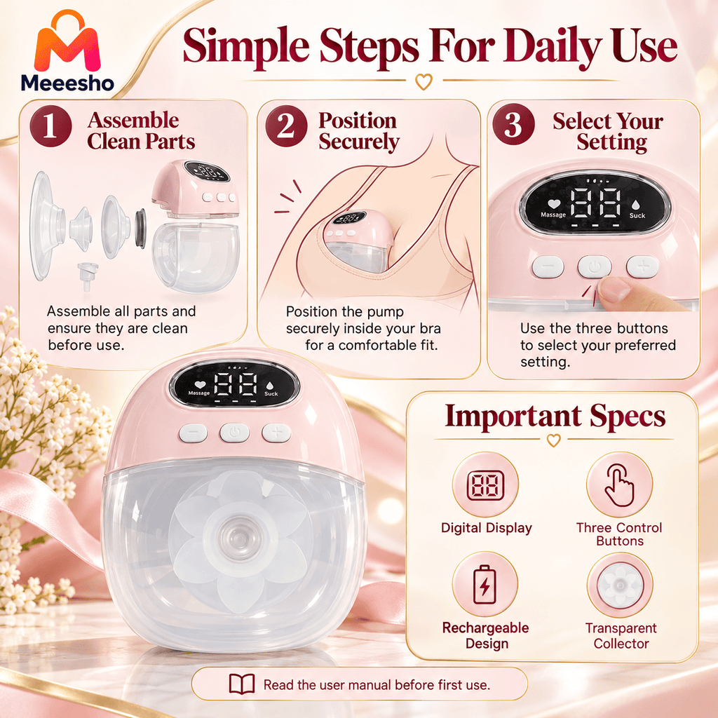 Portable Electric Breast Pump With Massage Suction Modes For Mothers