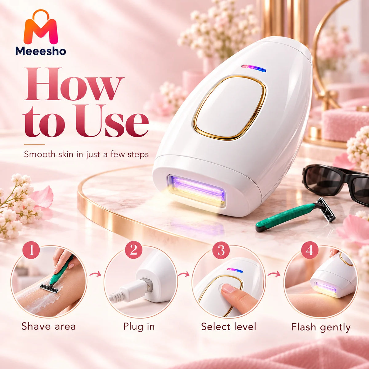 IPL Hair Removal Device Complete Kit for Smooth Skin