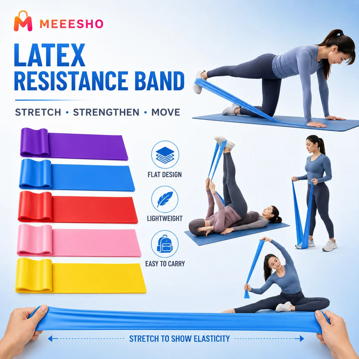 Portable Yoga Pilates Resistance Band for Full Body Strength Training