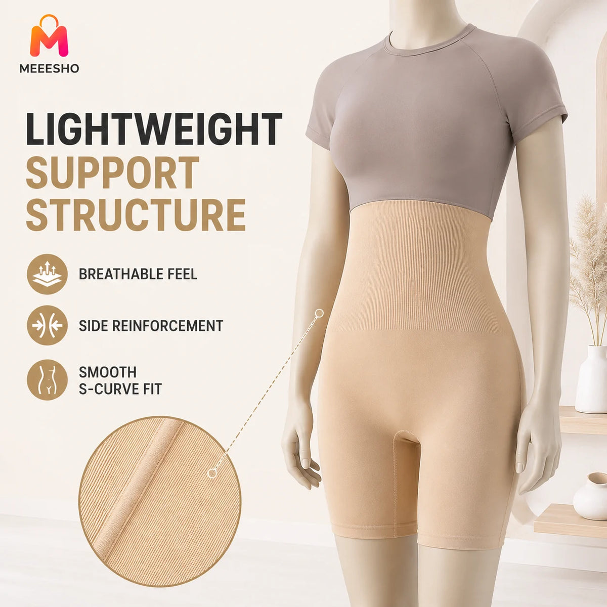 Women’s High-Waist Seamless Shaping Shorts for Comfortable Postpartum Tummy Support