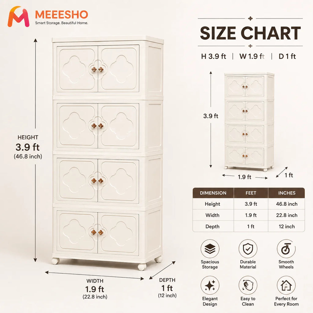 Elegant Four Tier Storage Cabinet for Organized Clutter-Free Modern Homes