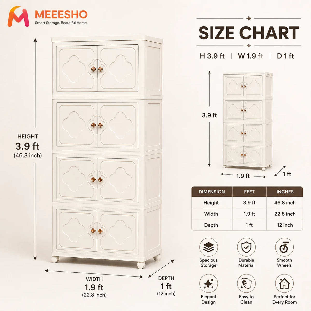 Elegant Four Tier Storage Cabinet for Organized Clutter-Free Modern Homes