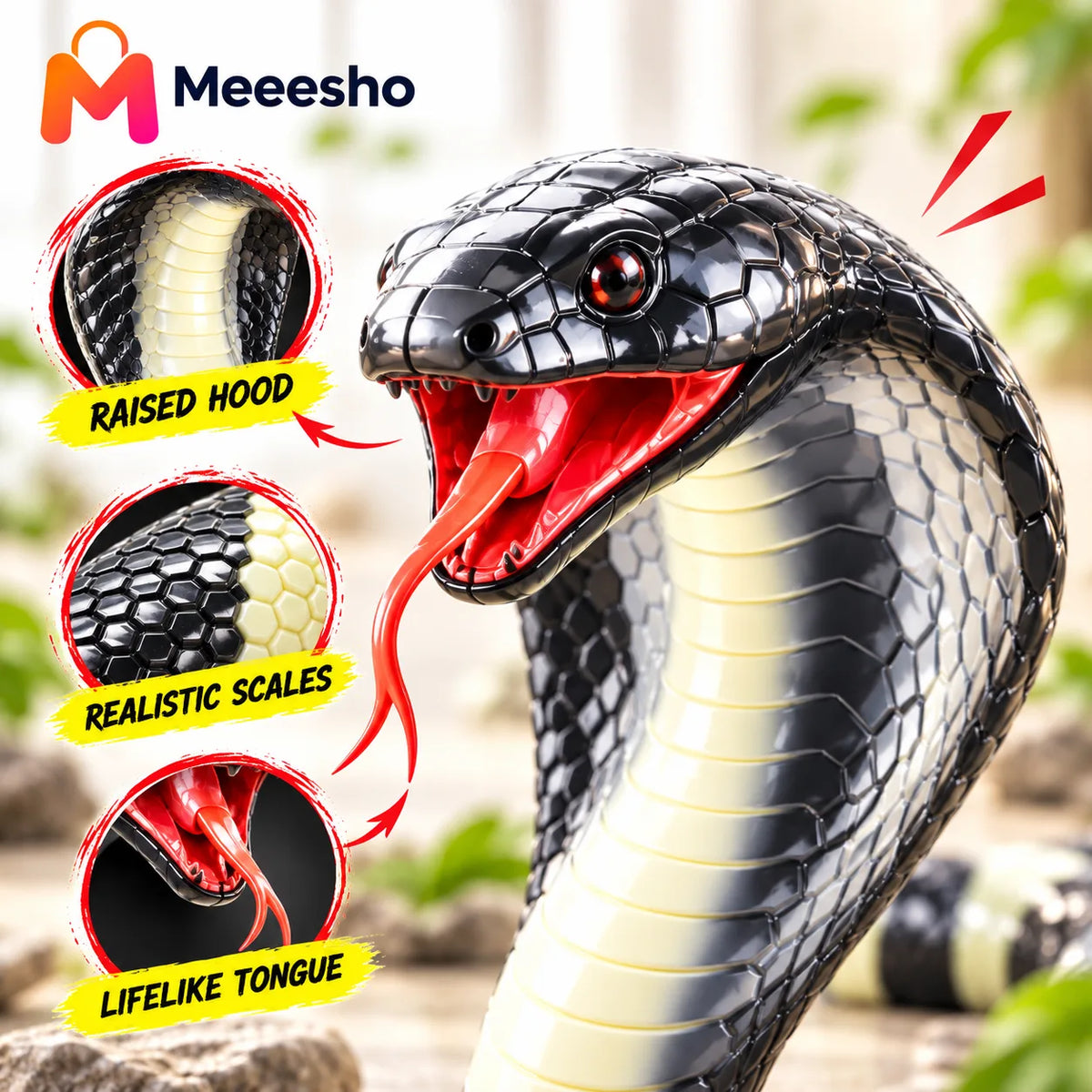 Remote Control Cobra Snake Toy with Realistic Slithering Action