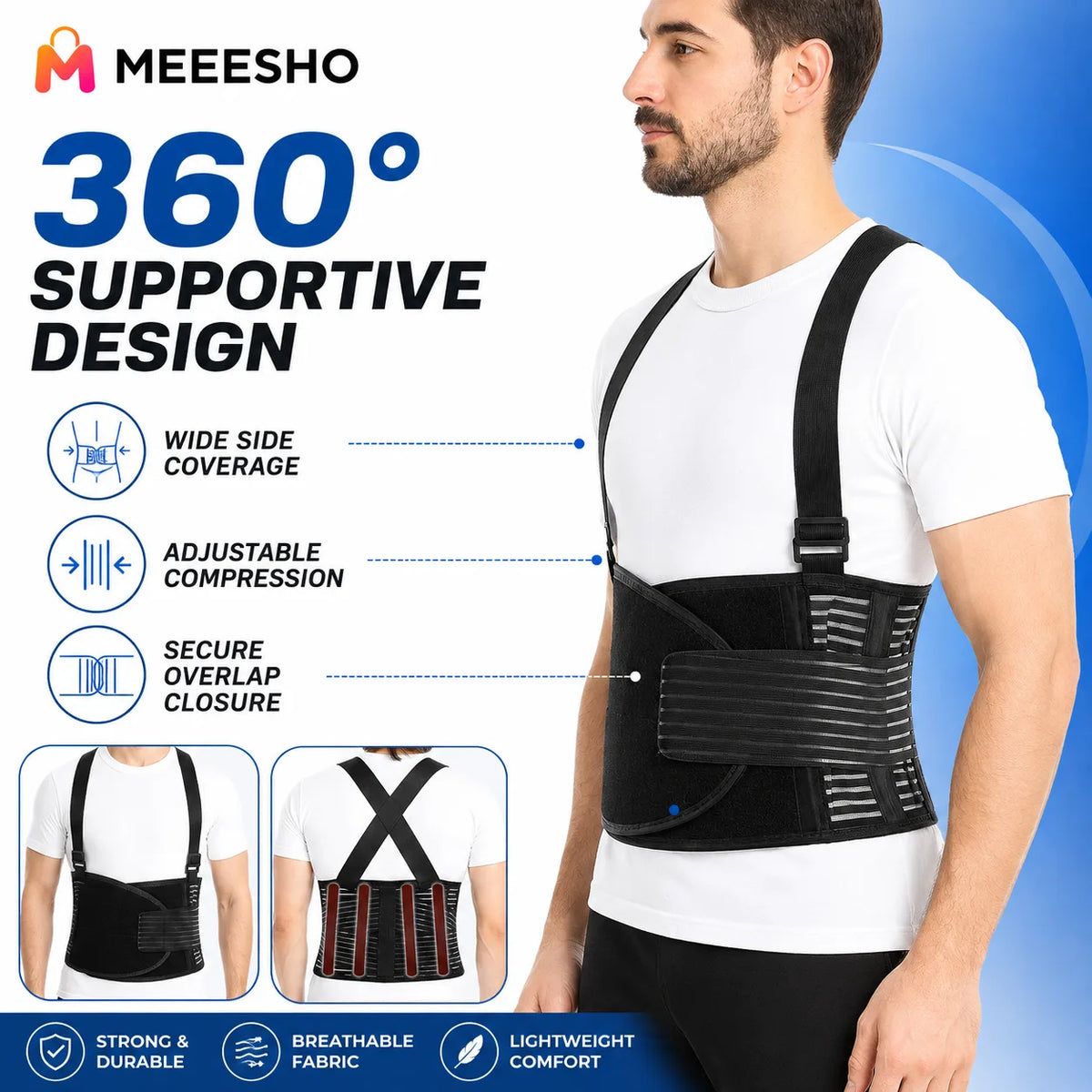 Adjustable Lumbar Back Support Belt for Work and Lifting Comfort