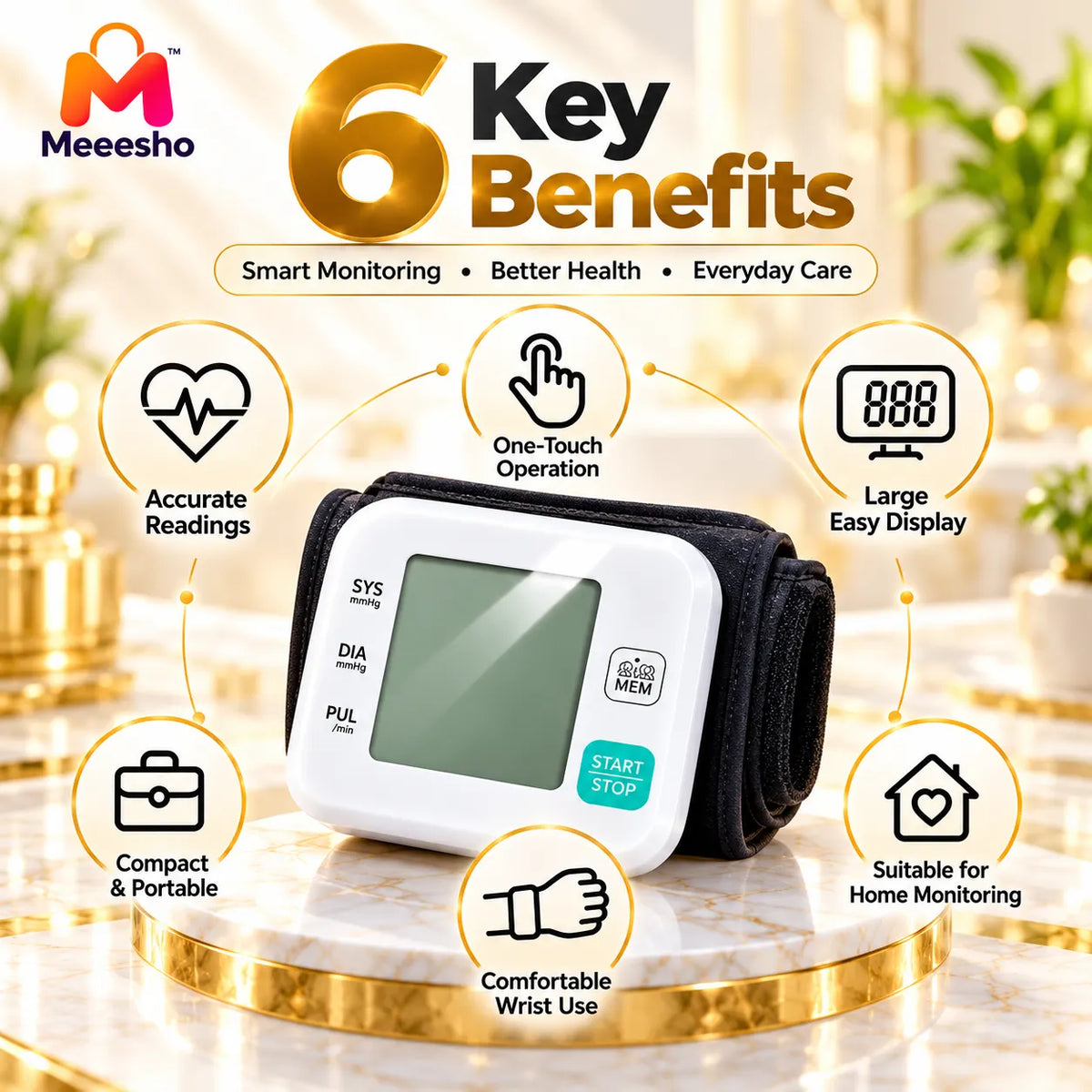 Digital Wrist Blood Pressure Monitor for Home Use