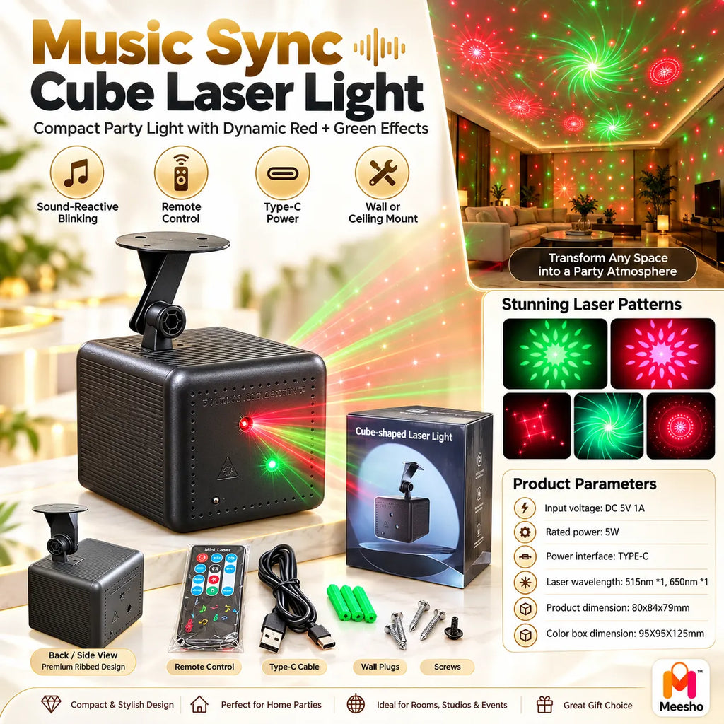 Music Sync Cube Laser Light for Stunning Party Vibes