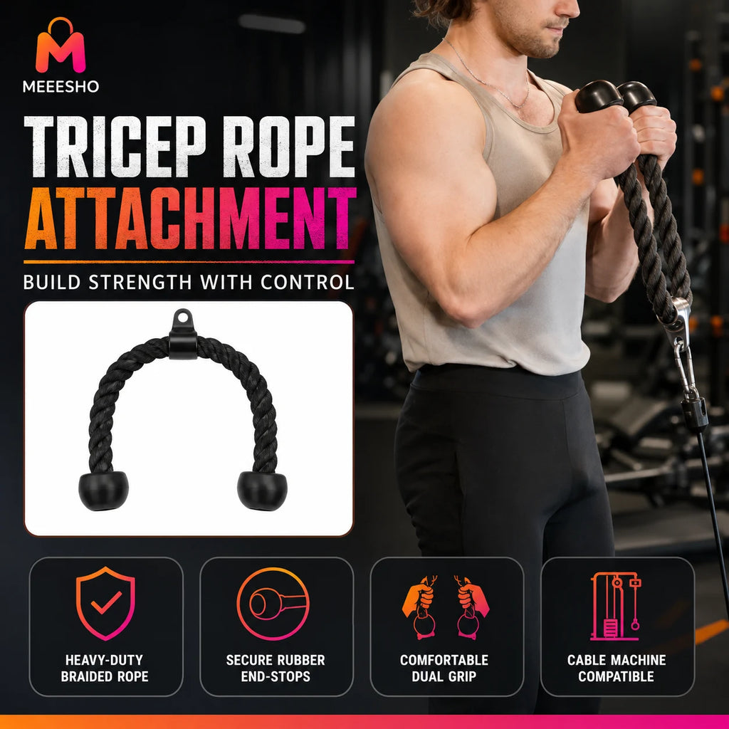 Heavy-Duty Triceps Rope Cable Attachment for Strength Training and Bodybuilding