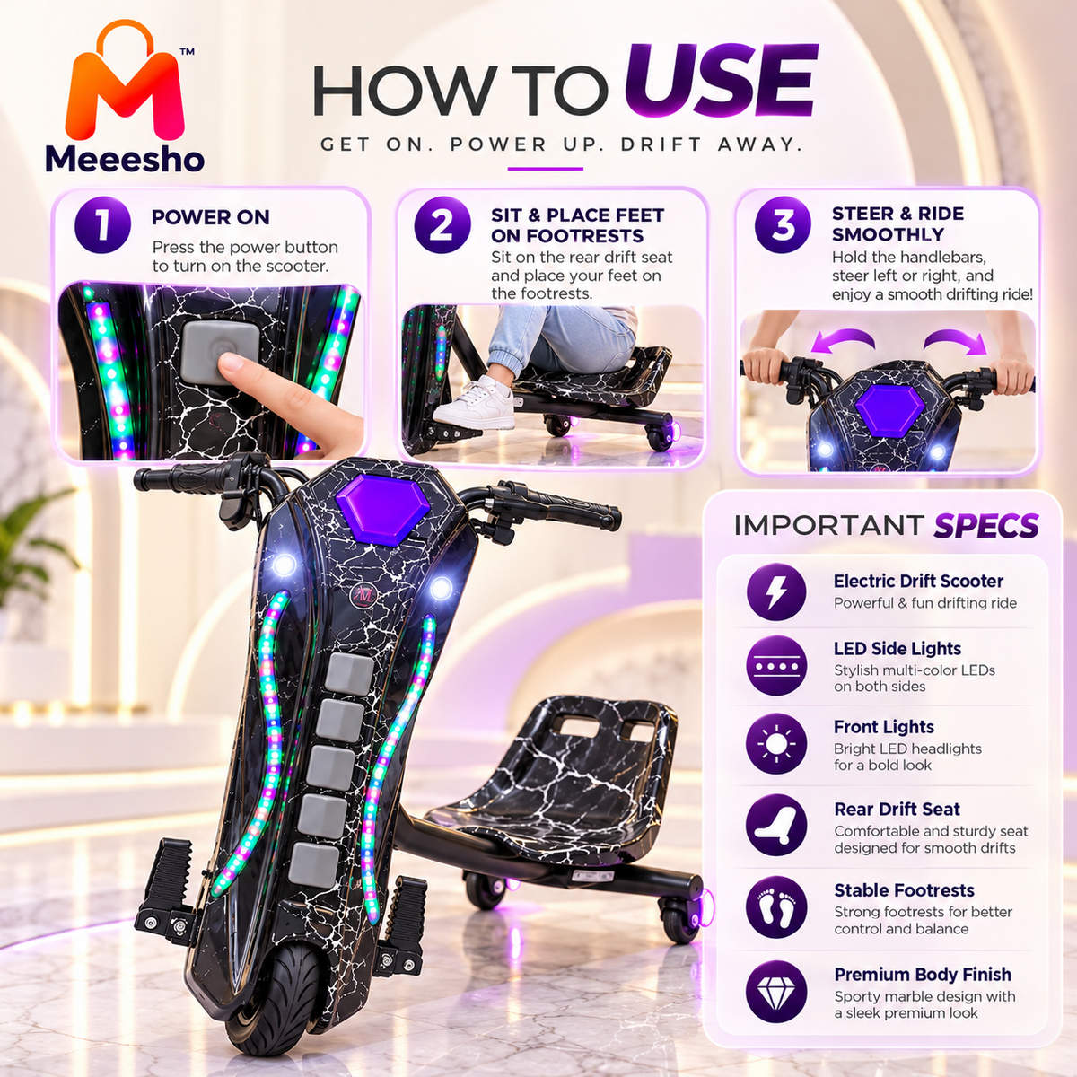 Electric Drift Scooter for Exciting Kids Ride Fun