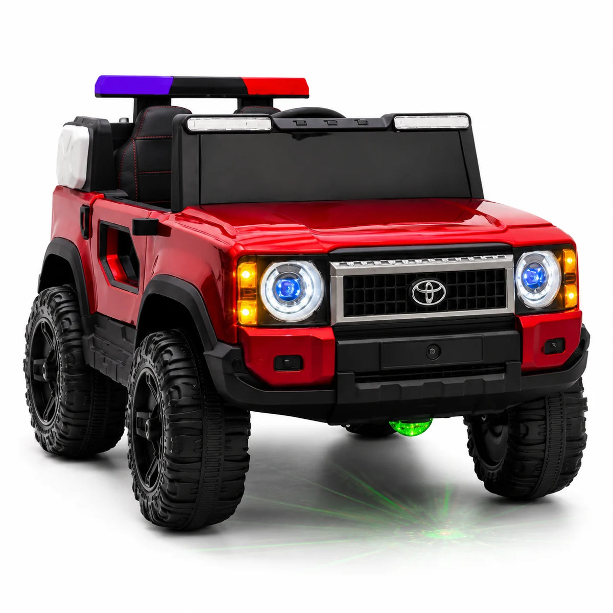 Red Toyota-Style Kids Electric Police Jeep Ride-On Patrol Vehicle Toy