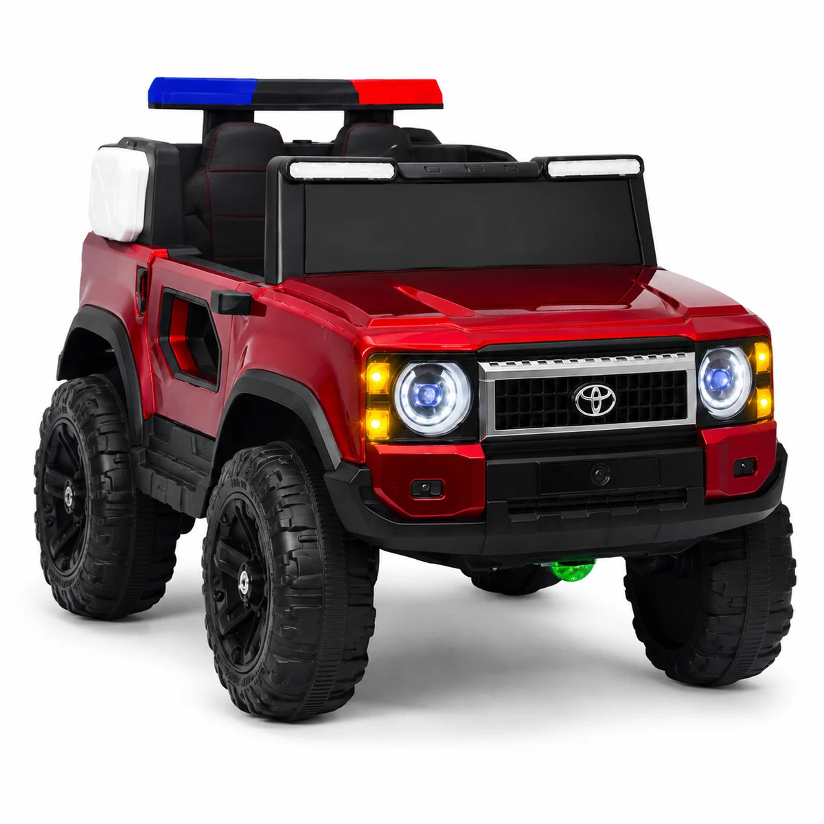 Red Toyota-Style Kids Electric Police Jeep Ride-On Patrol Vehicle Toy