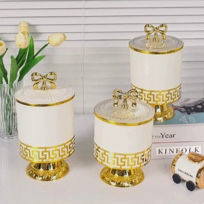 Luxury European Retro Gold Candy Nut Storage Jar Container