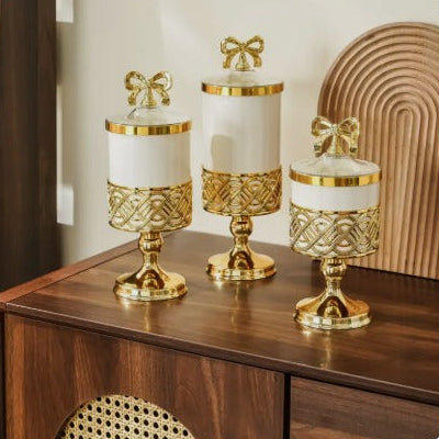 Luxury European Retro Gold Candy Nut Storage Jar Container