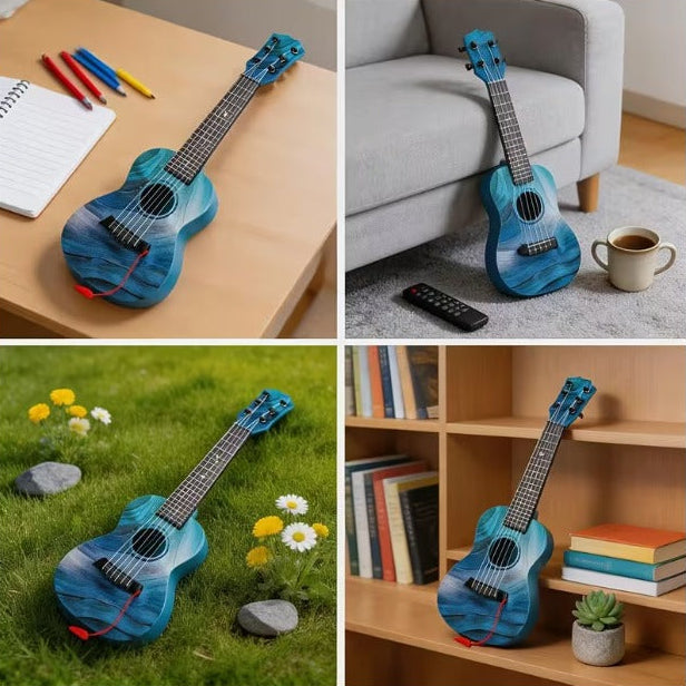 Gradient Blue Six String Kids Guitar Musical Learning Beginner Educational Toy