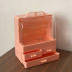 Modern Dustproof Cosmetic Organizer Makeup Storage Holder With Drawers And Handle