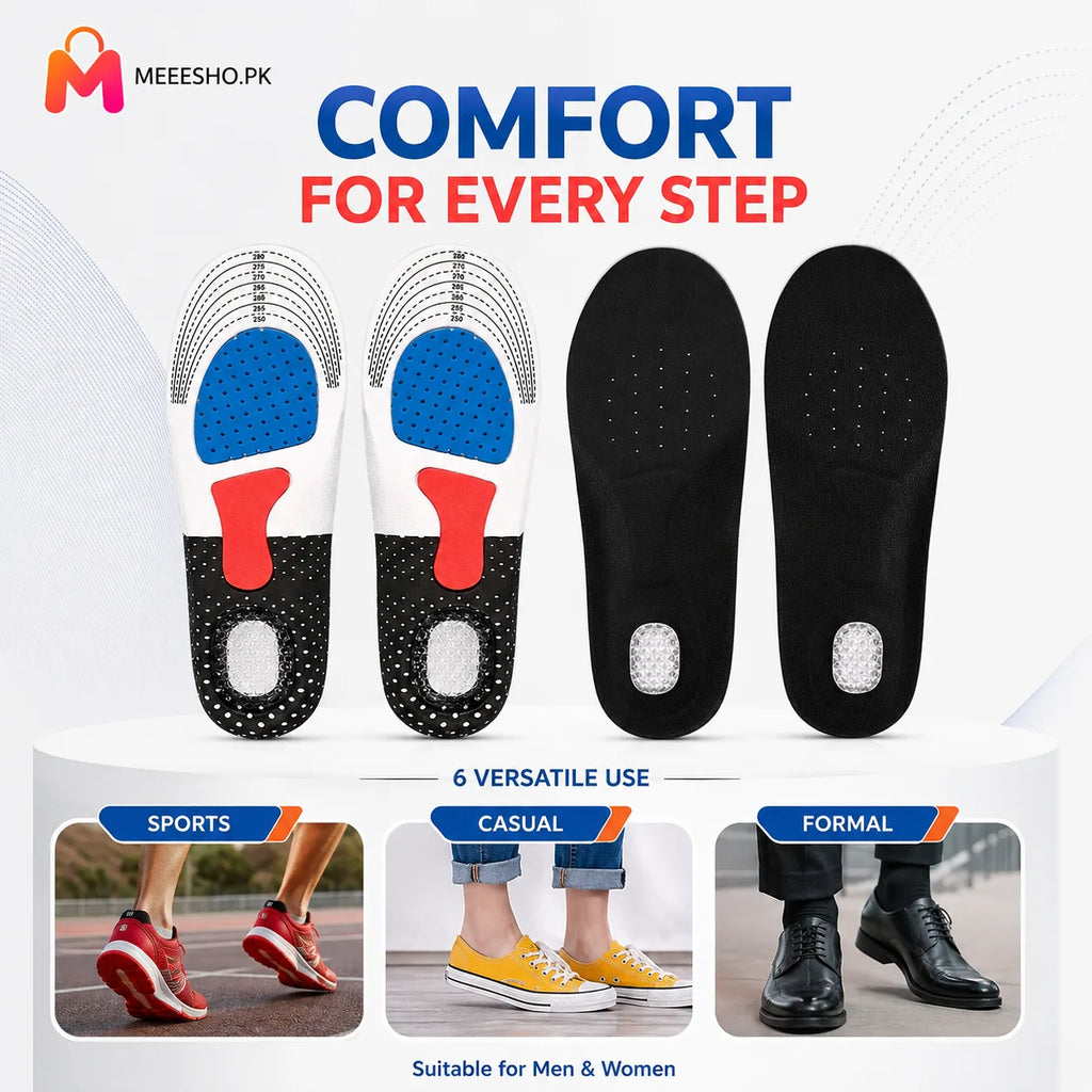 Orthopedic Arch Support Insoles With Silicone Shock Absorbing Running Cushion
