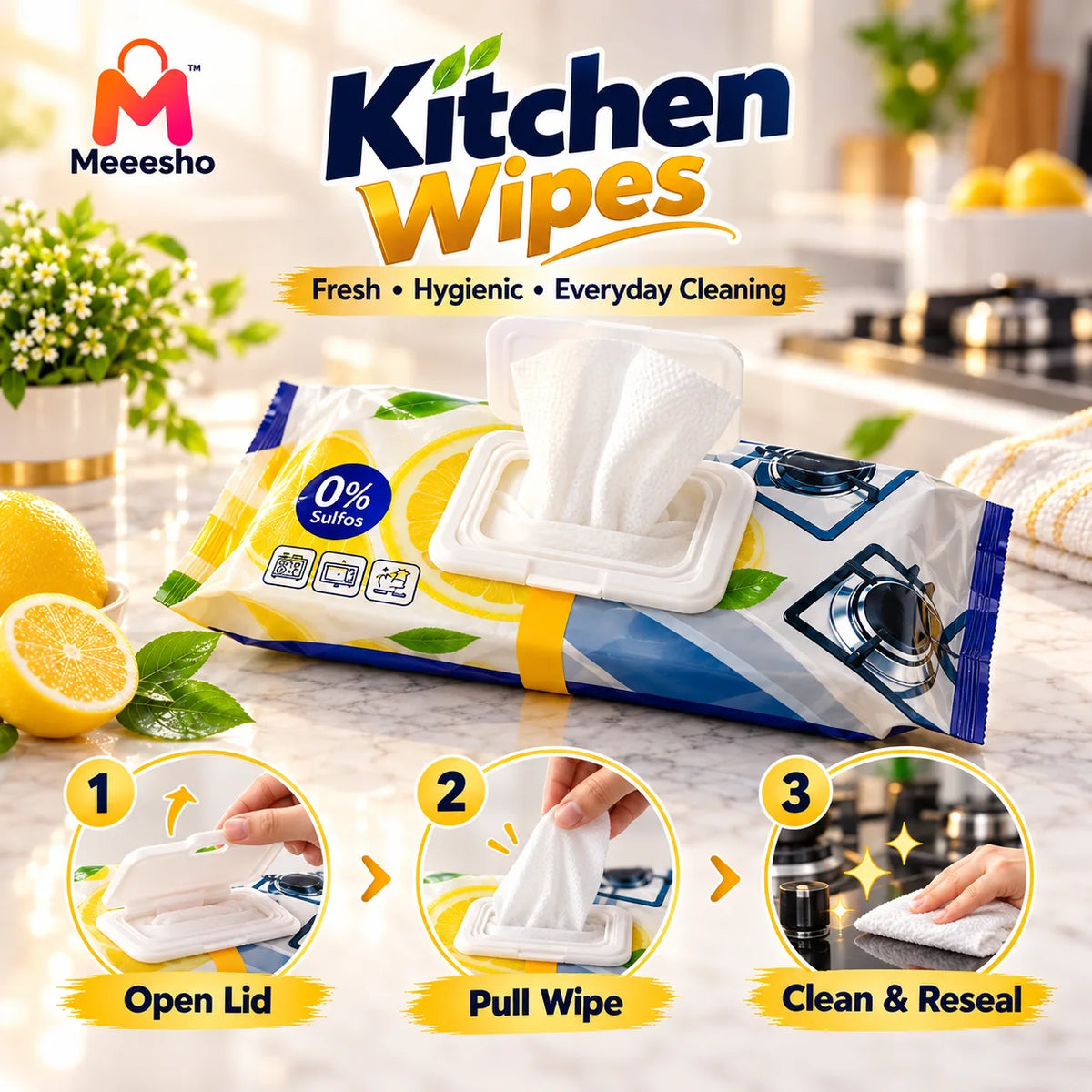Fresh Kitchen Wipes for Easy Hygienic Daily Cleaning