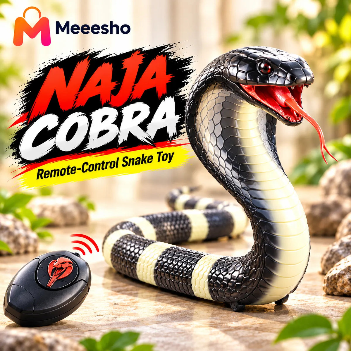 Remote Control Cobra Snake Toy with Realistic Slithering Action