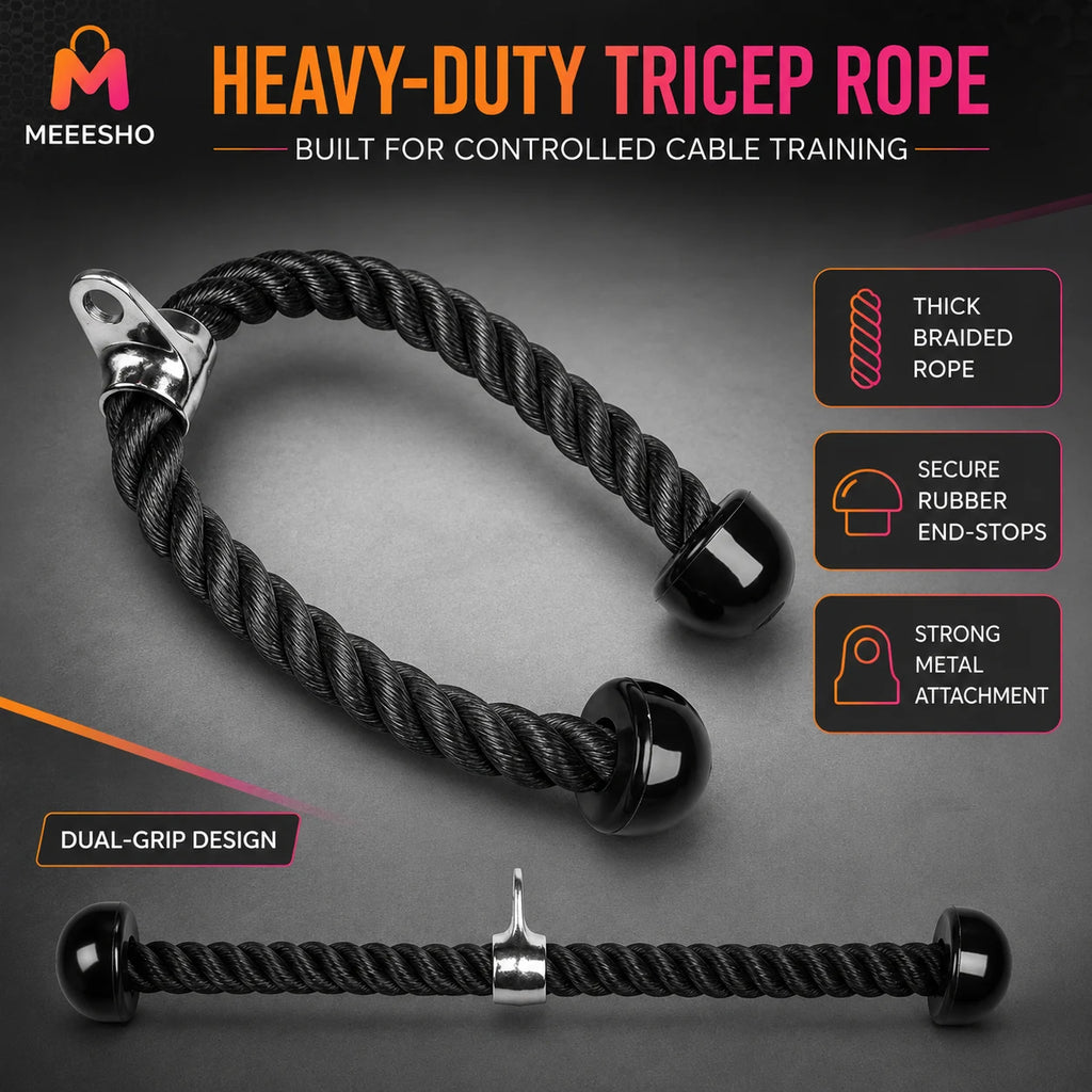 Heavy-Duty Triceps Rope Cable Attachment for Strength Training and Bodybuilding