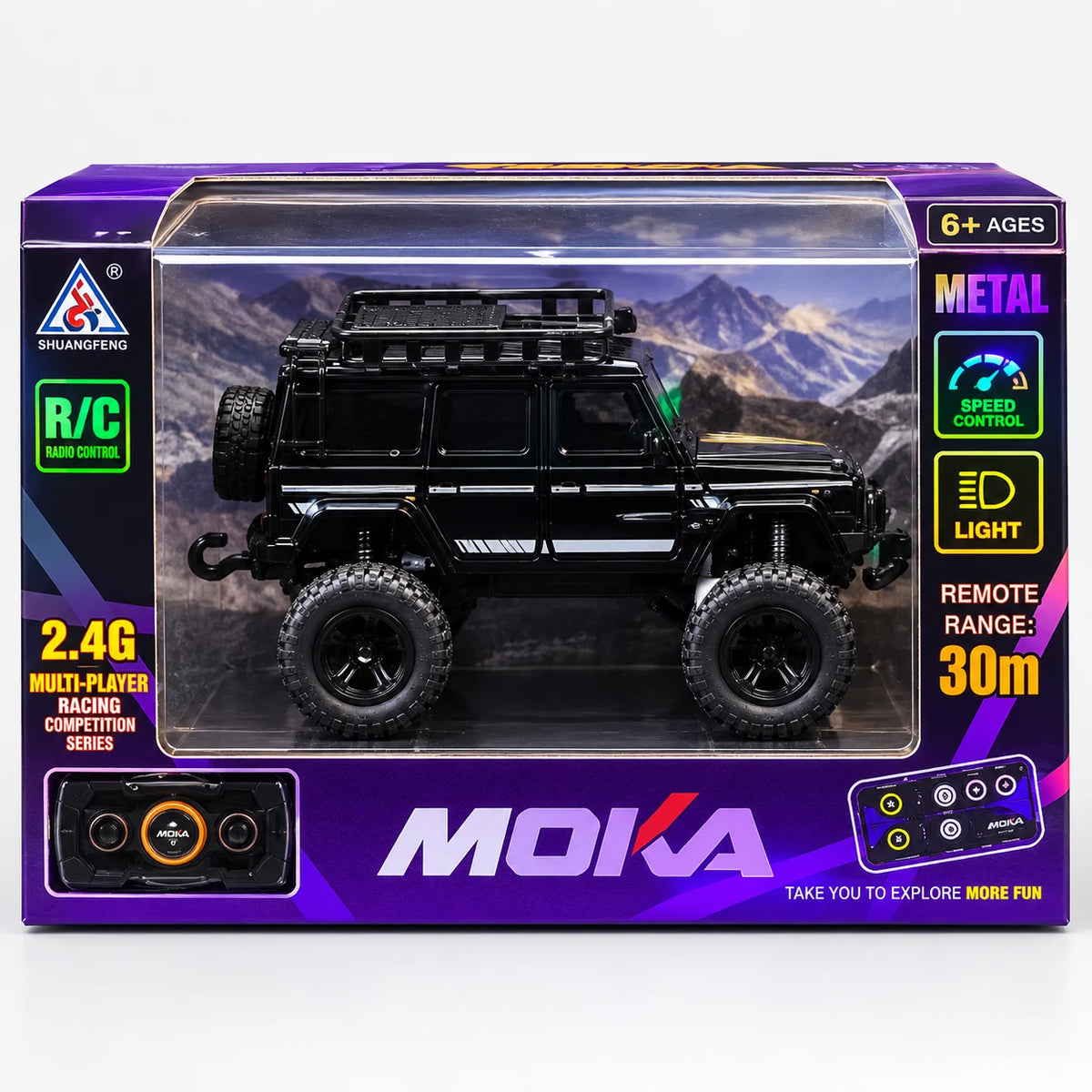 1:64 Scale RC Off-Road SUV 4WD Metal Remote Control Car with 2.4GHz, Mobile App Control & LED Lights