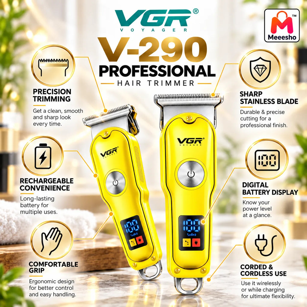 VGR V-290 Professional Hair Trimmer for Sharp Cuts