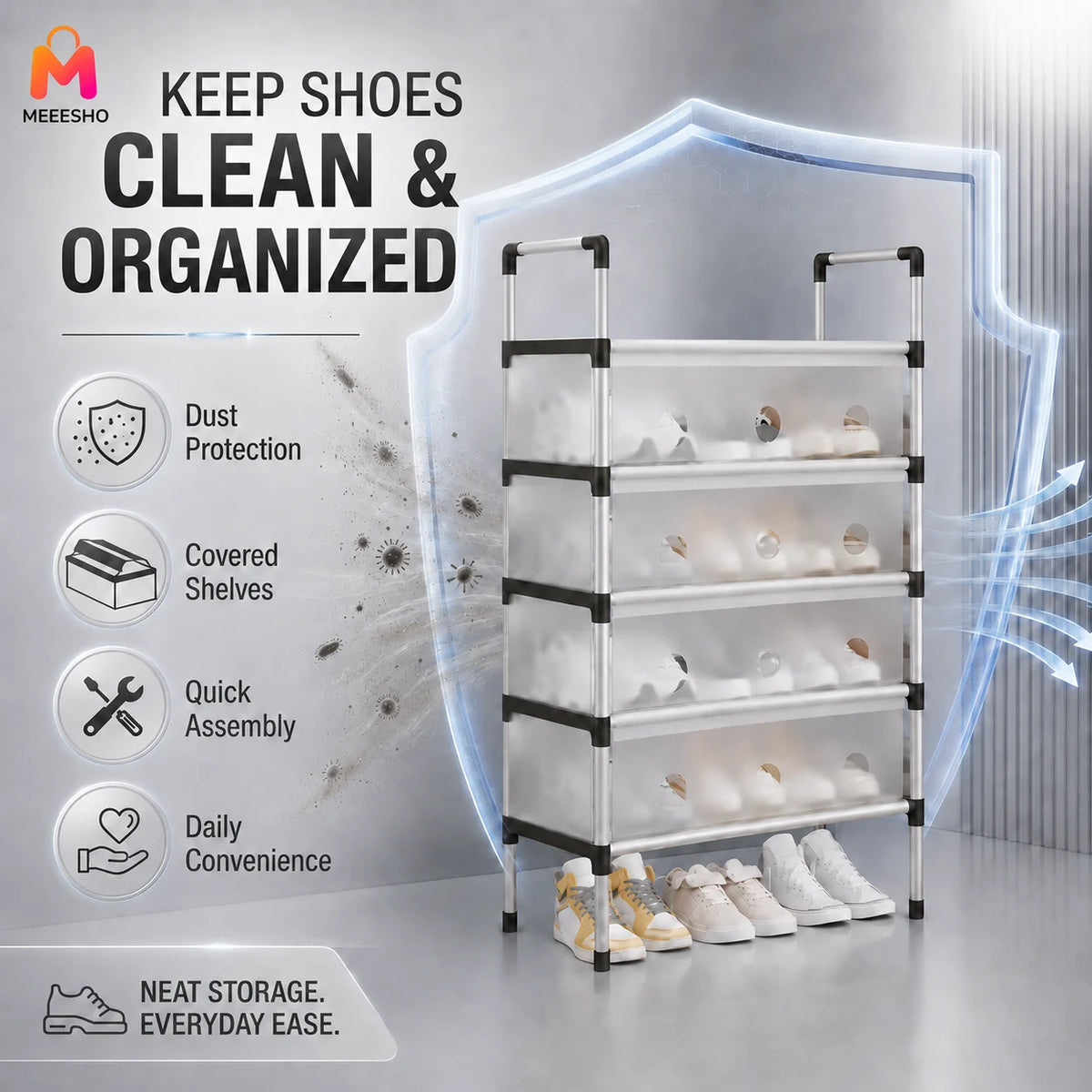 Premium Dustproof Multi-Tier Shoe Rack for Organized Space-Saving Home Storage