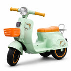 Kids Electric Vespa Ride-On Scooter with Basket, Lights and Seat