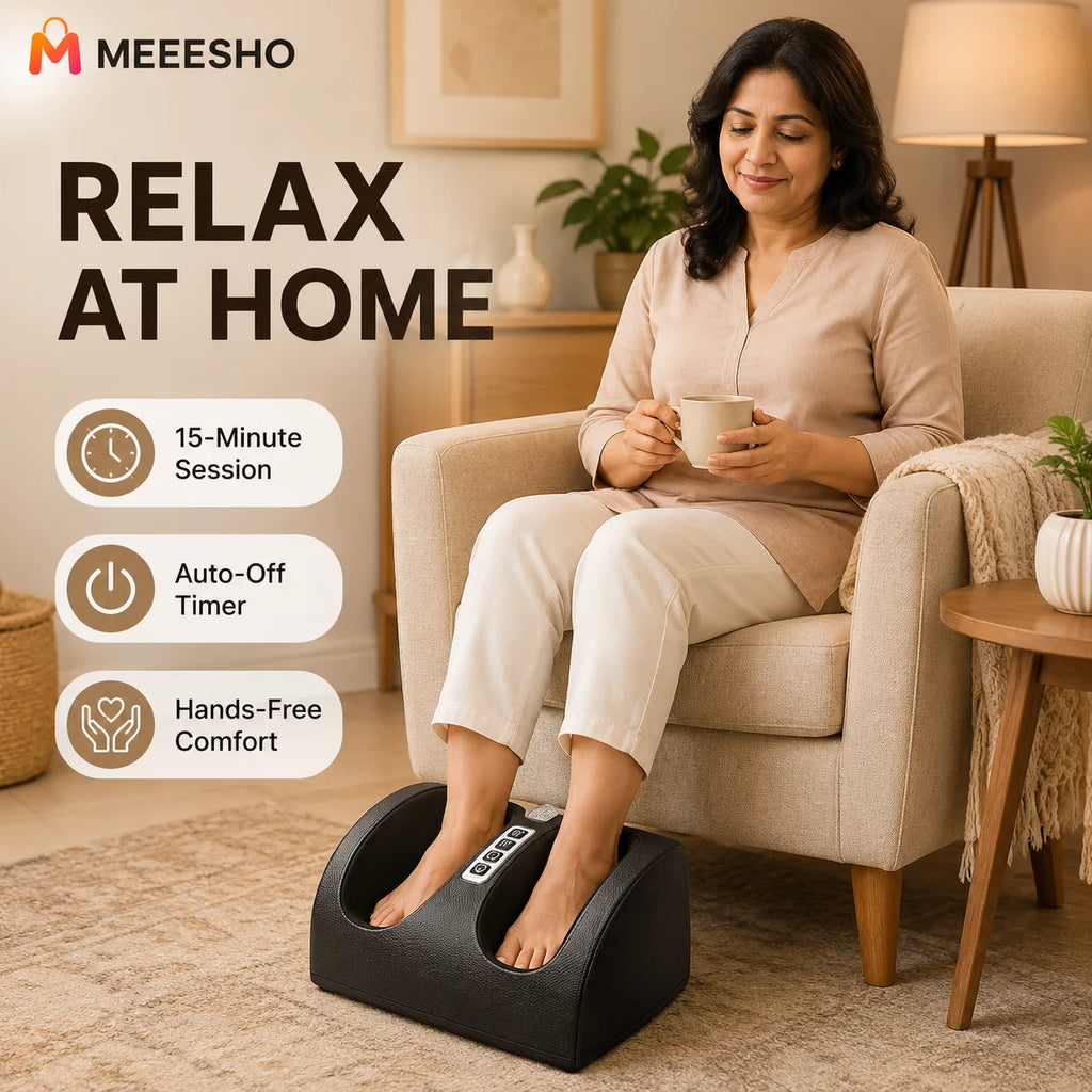 Electric Foot Massager With Heat Vibration Compression Rollers For Relaxation