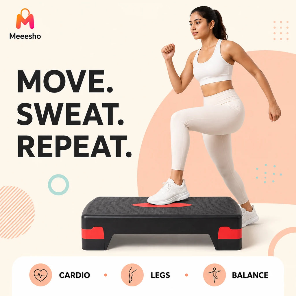 Adjustable Black Exercise Stepper for Safe Stable Home Workouts