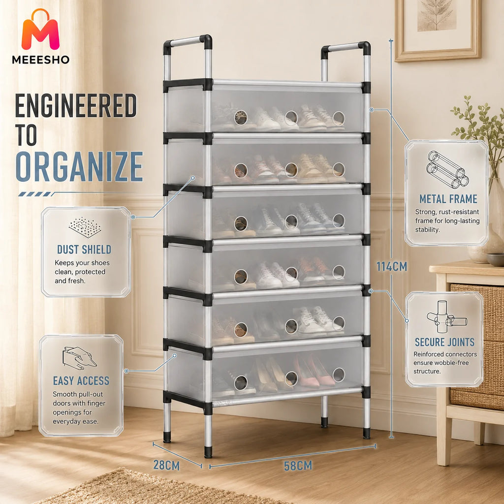 Six-Tier Enclosed Shoe Organizer Keeps Every Pair Neat and Protected