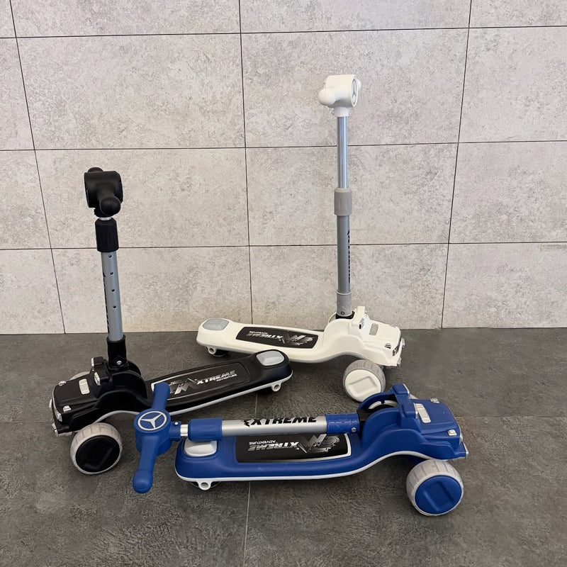 Adjustable Mannual Kids Three Wheel Kick Scooter Lean To Steer Balance Ride