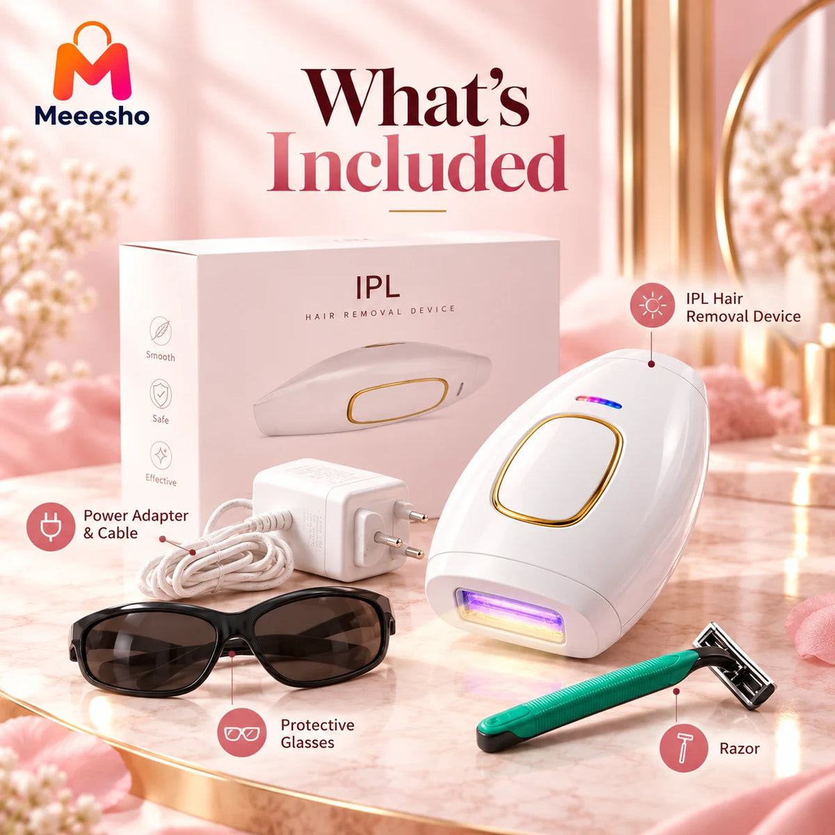 IPL Hair Removal Device Complete Kit for Smooth Skin