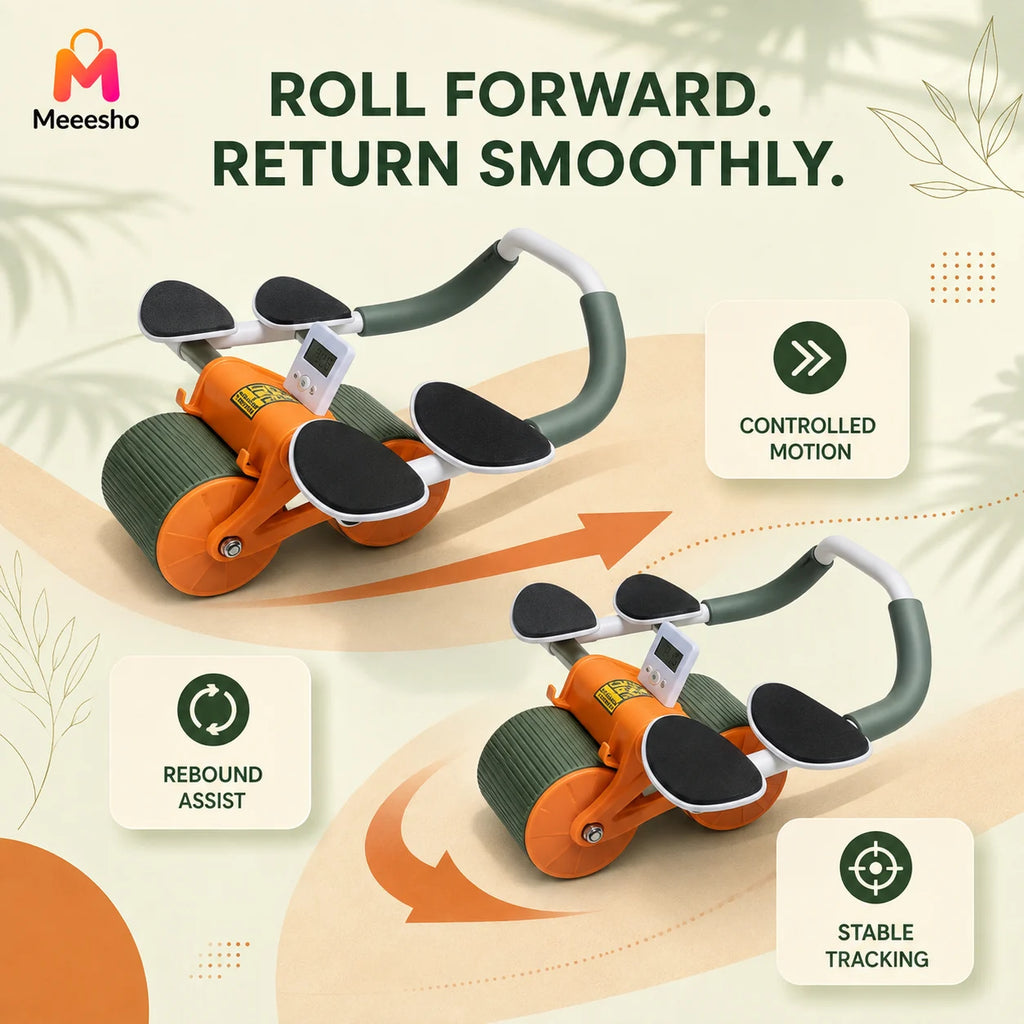 Automatic Rebound Ab Roller With Elbow Support For Home Fitness