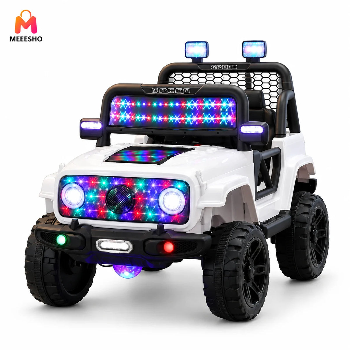 Luxury Kids Battery Car Leather Seat LED Lights Big Wheels Rideon