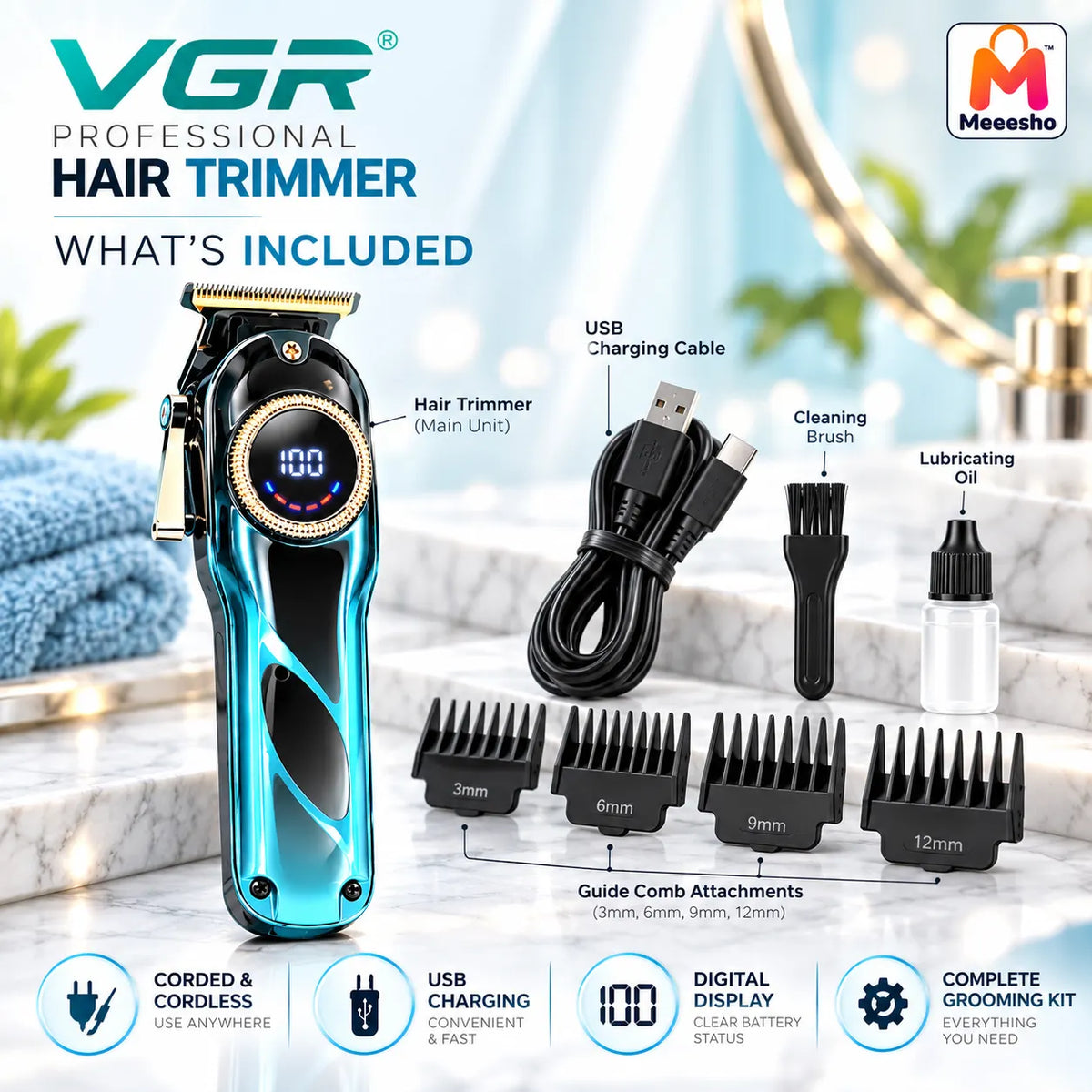VGR Professional Trimmer for Precision Grooming